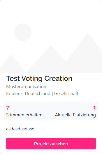 Detail einer Projektkachel mit den wichtigsten Informationen.